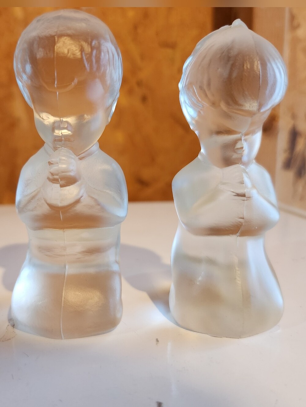 Fenton Frosted Clear Glass Praying Children Figurines